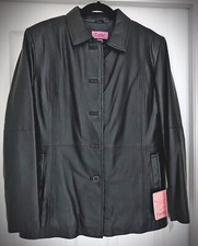 New With Tags Excelled Black Leather Fall/ Winter Coat Quilted Zipout Lining - L
