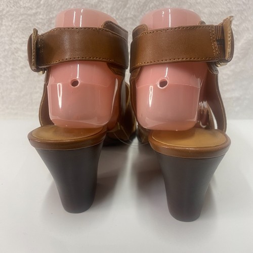 Tommy Hilfiger Karaoke 2 Women's US 8.5 M Sandals Brown Leather Stacked Heel - Picture 6 of 12