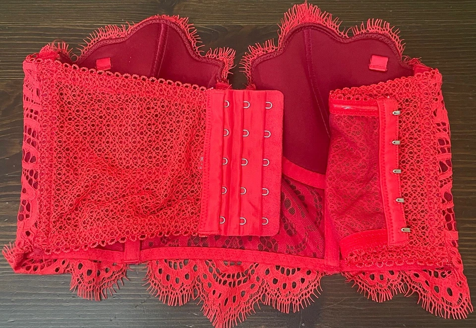 SUJETADOR VICTORIA’S SECRET Rojo Dream Angel forrado sin tirantes 32B sin correas Foto 3 de 4