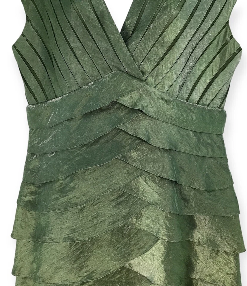 Adrianna Papell 连衣裙女式 16 层绿色闪亮美人鱼活动婚礼 — 第 2/4 张图片