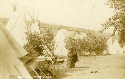 Indianer U? Washi Indianerdorf / Tipi's, Squaw und Hund selten RP 1915