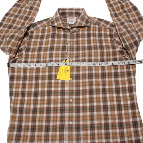 Giannetto Portofino NWT Casual Button Down Shirt Size M Slim Fit in Orange Plaid - Picture 8 of 11