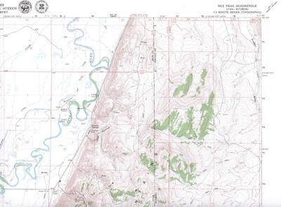 Rex Peak Utah-Wyoming 1968 Vintage USGS Topo Map 7.5 Quadrangle with Markings