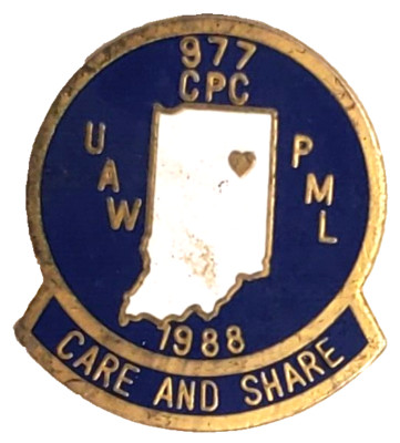 Vintage 1988 UAW Local 977  Care and Share Marion Indiana CPC PML  Lapel Hat Pin