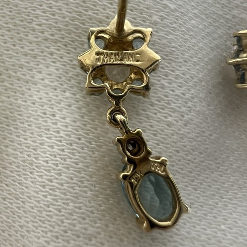 Gold Aquamarine Drop Earrings 10k Yellow Gold 2.1g - Picture 4 of 8