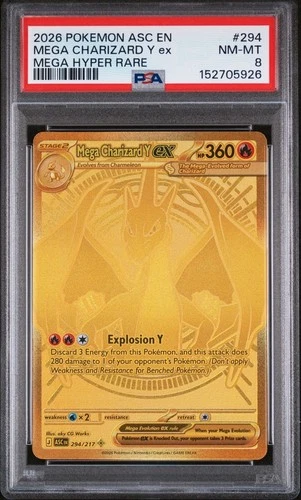 2026 POKEMON ASC EN-ASCENDED HEROES MEGA HYPER RARE MEGA CHARIZARD Y EX PSA 8