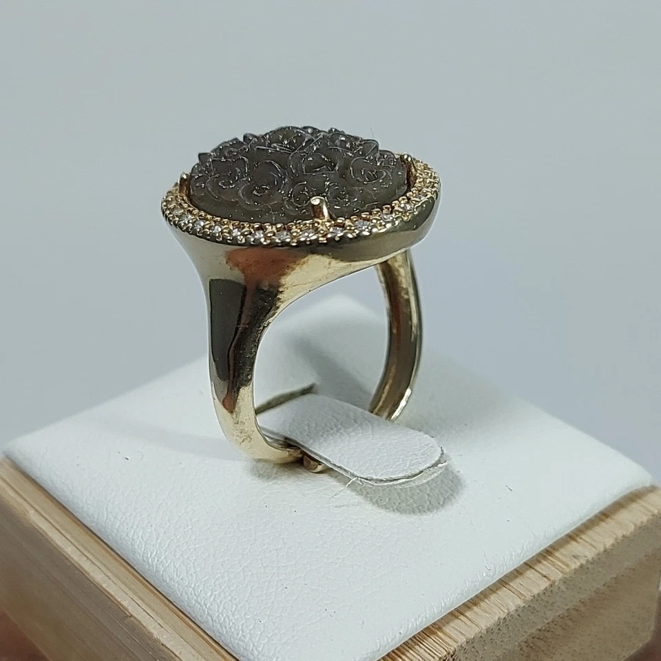 Anello Argento 925 Donna Elegante con Centrale Ovale Decorato Misura Regolabile - Immagine 4 di 4