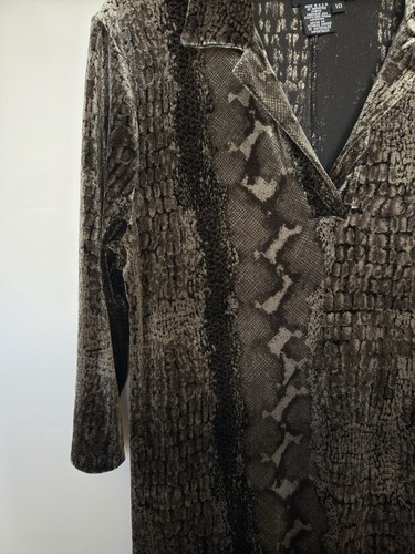 Vintage Carol Little Dress Women Size 10 Velvet Brown Snake Print Maxi Slits - Picture 5 of 19