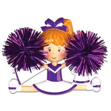 Cheerleader Purple Personalized Christmas Tree Ornament