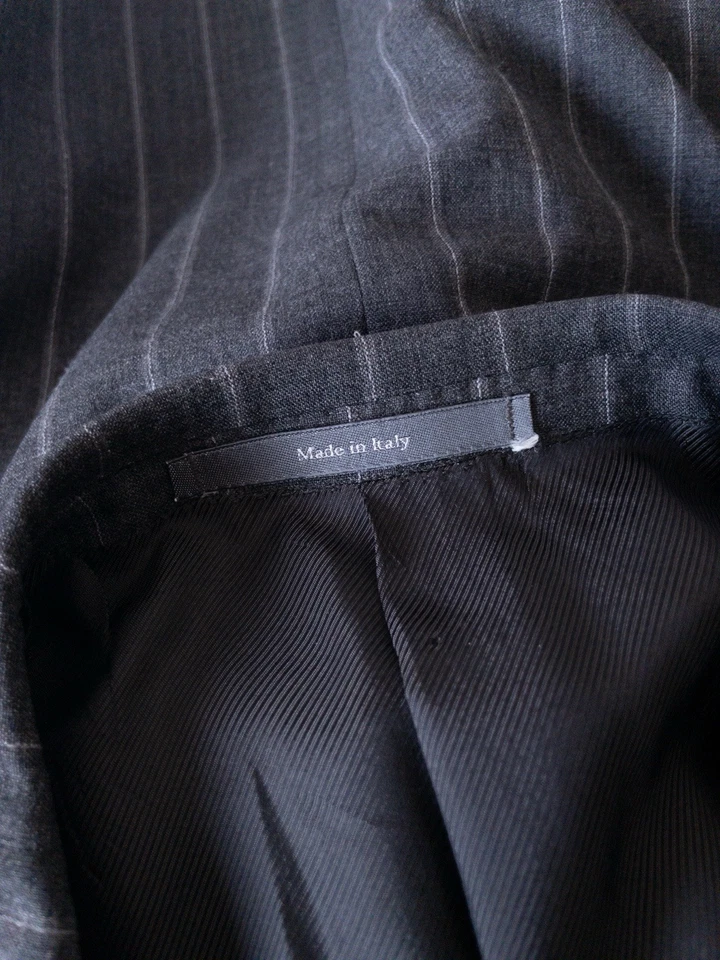 Chaqueta ERMENEGILDO ZEGNA 42S Lana Rayas Carbón Doble Pecho Hecha en Italia Foto 3 de 4