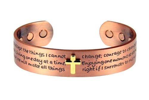 Reines Kupfer Magnetarmband Arthritis Schmerztherapie Energie Manschette Kreuz Gebete - Bild 2 von 2