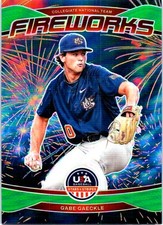 2026 Panini Stars & Stripes Prizm USA Baseball #4 Gabe Gaeckle Fireworks Green