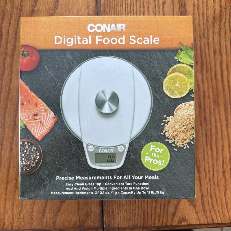 CONAIR DIGITAL FOOD SCALE - Glass Top - Up To 11 lbs. - CNF130 NEW IN BOX