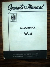 IH Farmall Mccormick International W4 Owners Manual