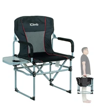 Iclimb Heavy Duty Compact Camping Folding Mesh Chair with Side Table and Handle
