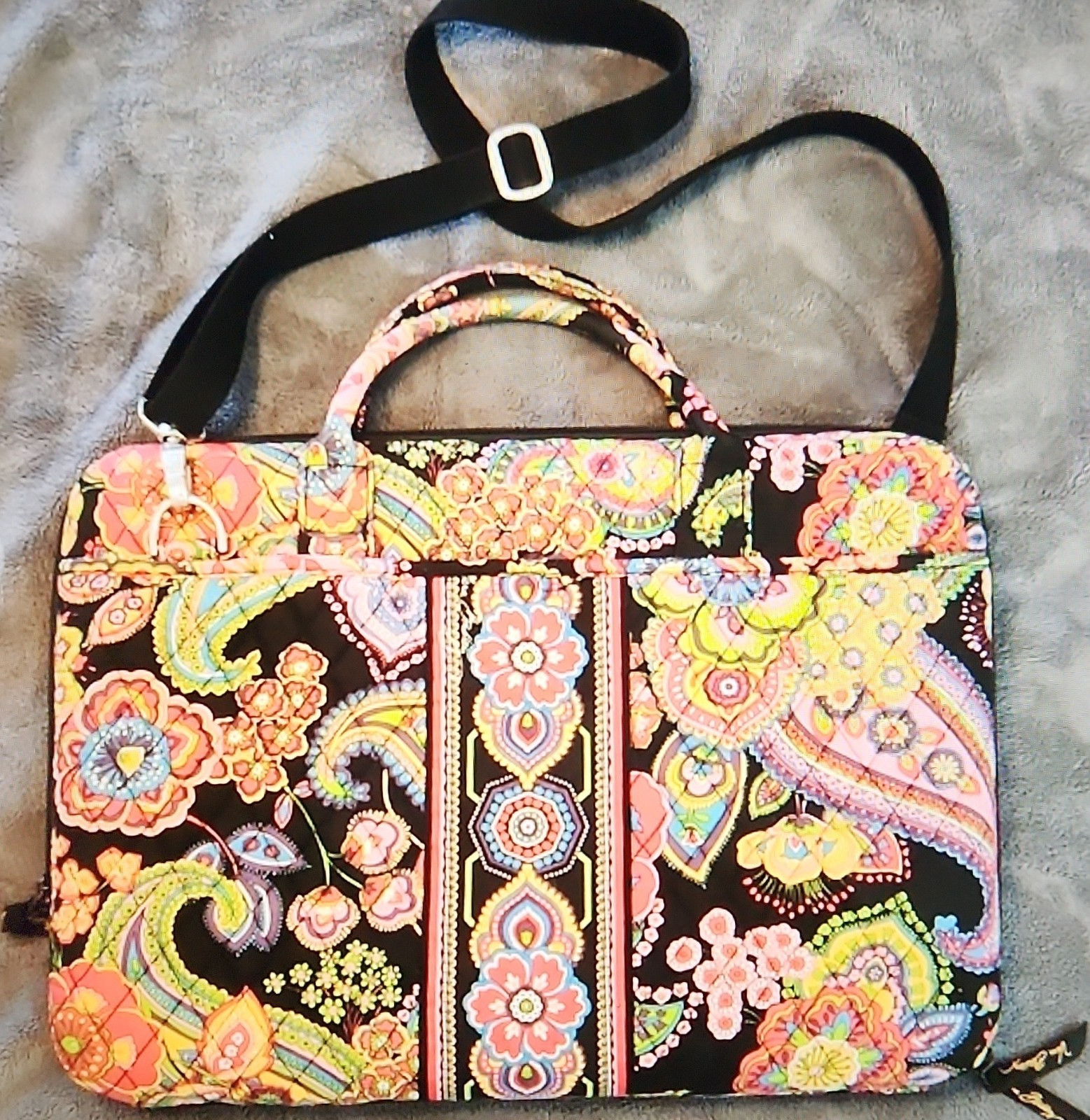 Vera Bradley Paisley Padded Cotton Shoulder Bag for 15" Lapt