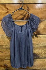 Apt 9 Women's 2 Layered Airy Chiffon Top Size Large Dark Gray Whimsical Textured