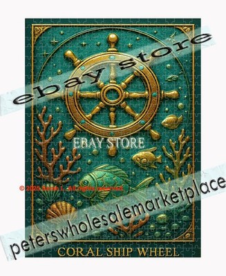 500 piece jigsaw puzzle Coral Ship Wheel 3D Effect Nautical ocean theme