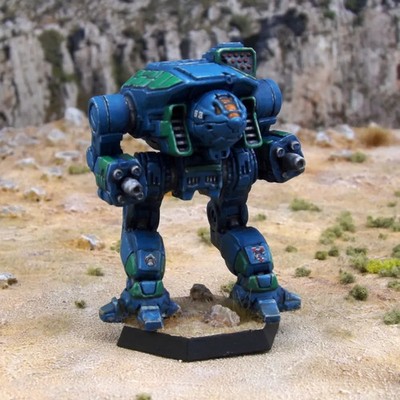 Painted BattleTech Miniature Dire Wolf Mech - Clan Diamond Shark Beta Galaxy