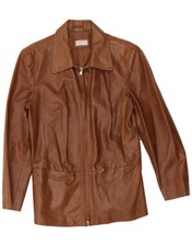 VINTAGE Womens Leather Jacket UK 12 Medium Brown Leather BR07