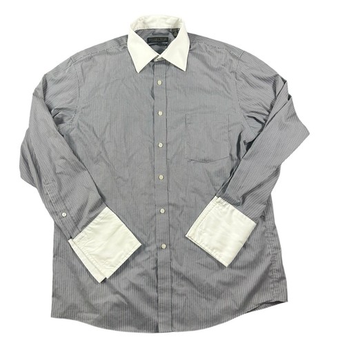 Donald J Trump Signature Collection Shirt Mens 16 32/33 Gray White French Cuff - Picture 2 of 9
