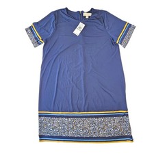Michael Michael Kors Navy Floral Border Stripe Shift Dress 1X $110 LS88X3M3TW