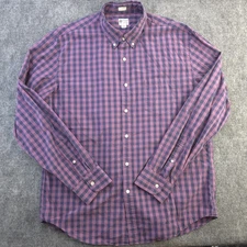 J Crew Shirt XL Tailored Fit Purple Blue Check Long Sleeve Button Down Cotton