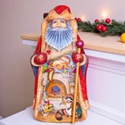 Wooden carved Santa Claus Figurine 14", Christmas holiday home decor