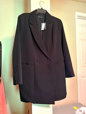 New York  Company Women  s Black Long Lined Blazer L Button Pockets CN170043