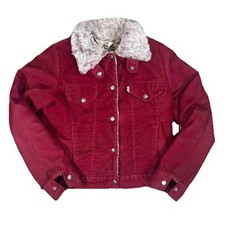 Vtg 70 s Levi s For Gals Corduroy Burgundy/Red Trucker Jacket Size Medium