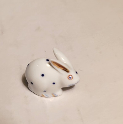 Herend - Tiny Bunny- Blue on White 24K gold  -Mint