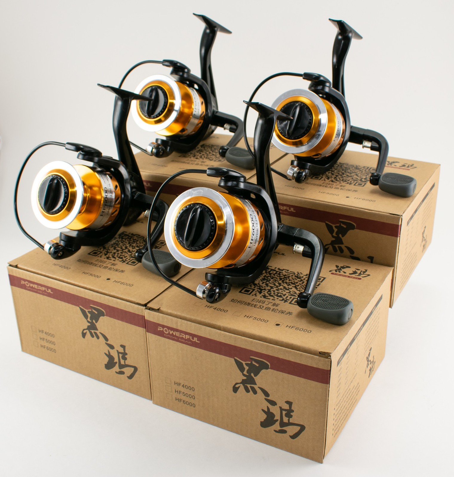 4-Pack HF6000 Spinning Reels - 4.7:1 Gear Ratio Powerful Drive Gear