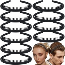 10 PCS Non Slip Plastic Headbands Teeth Comb Skinny Matte Black Short Hair
