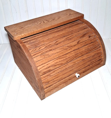 Vintage Oak Wooden Wood Roll Top Rustic Country Farmhouse 16''x13''x9'' Bread Box 