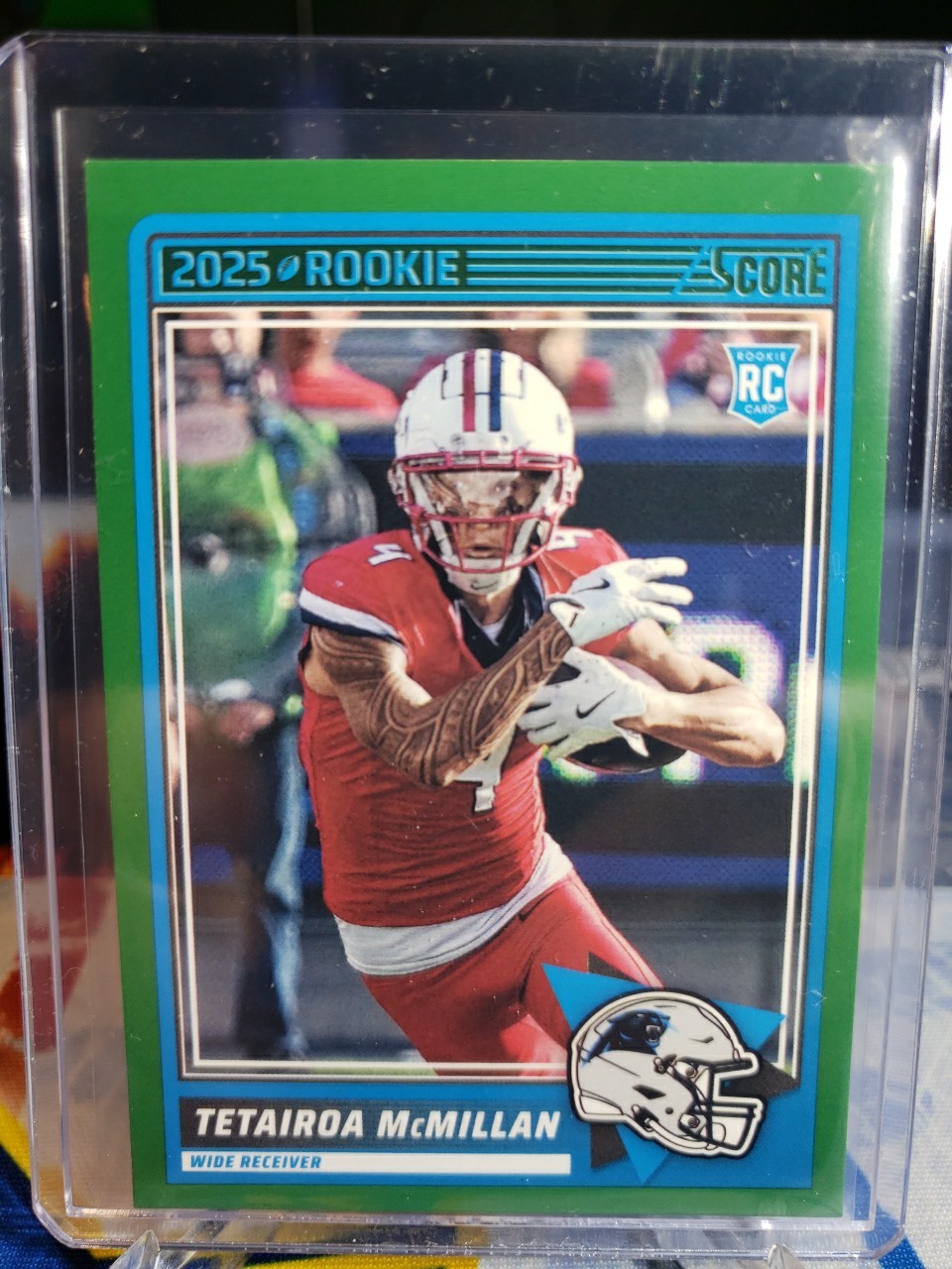 2025 Panini Score Tetairoa McMillan #17 (RC) Green Rookie