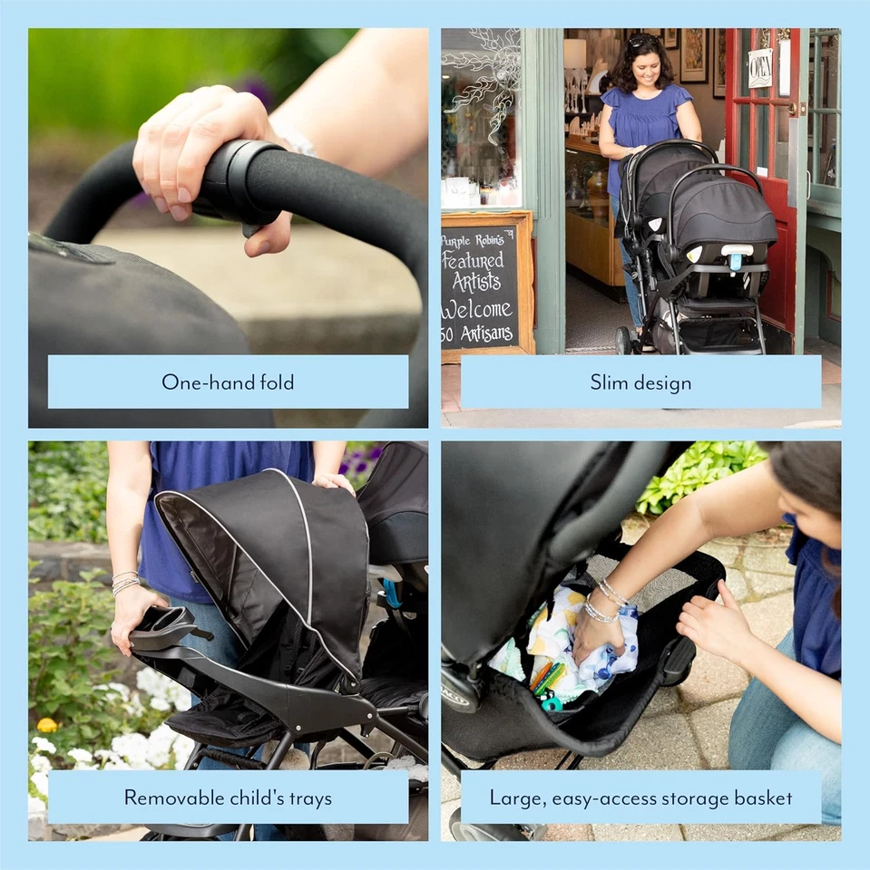 Graco Stadium Duo Click Connect Tandem Double Pushchair/Stroller, Car Seat Comp - Image 3 of 4