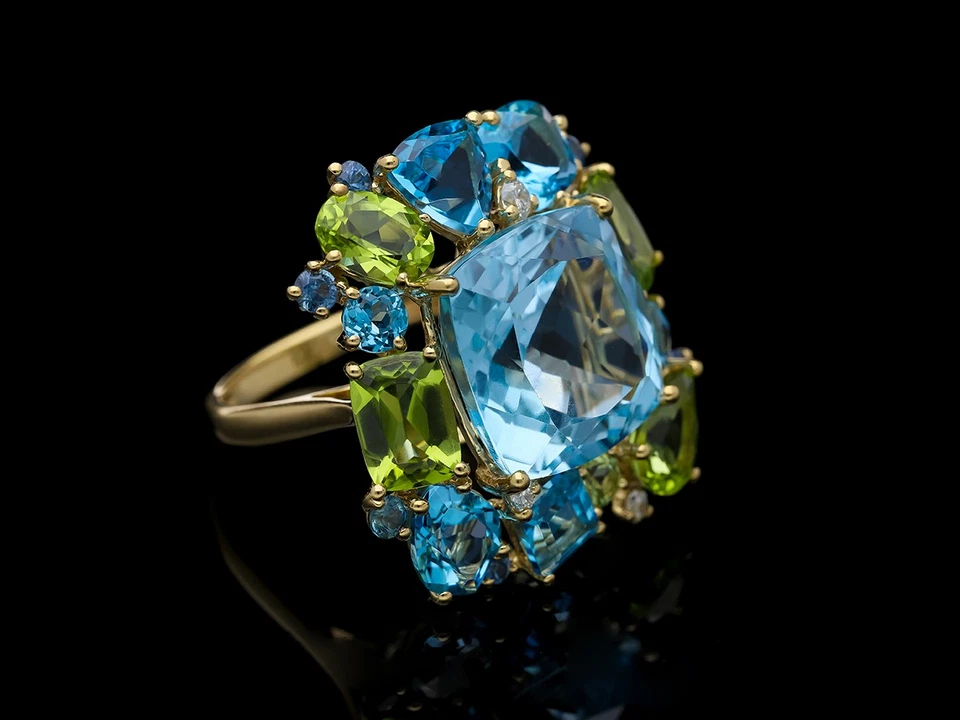 Top Preis Ring 21,96 ct. Diamanten Farbedelsteine 750 Gold Wert: 8.900,- EUR neu - Bild 3 von 4