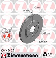 2x ZIMMERMANN Bremsscheibe 600.1606.20 für SEAT VW