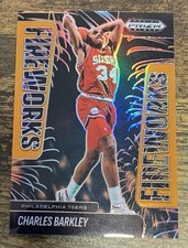 Charles Barkley - 2024-25 Prizm Black Basketball Fireworks ORANGE PRIZM #'d /49