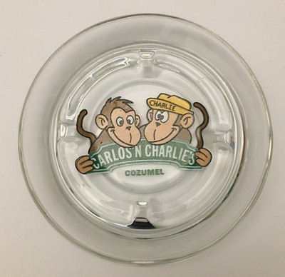 Carlos n Charlie's Ashtray Cozumel Mexico Glass Vintage Bar Closed Restaurant
