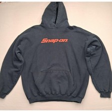 Y2k Snap-on Tools Graphic Hoodie Men XL Black Gildan Ultra Cotton Faded Workwear