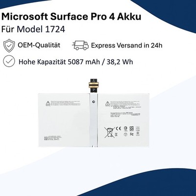 Akku für Microsoft Surface Pro 4 OEM 1724 12.3'' DYNR01 NEU 100% MAX G3HTA027H