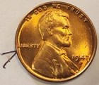 1947-D Lincoln Cent BU  Nice Red Color  #7