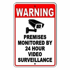 Warning Premises Monitored By 24 Hour Video Surveillance Sign / Decal Cctv