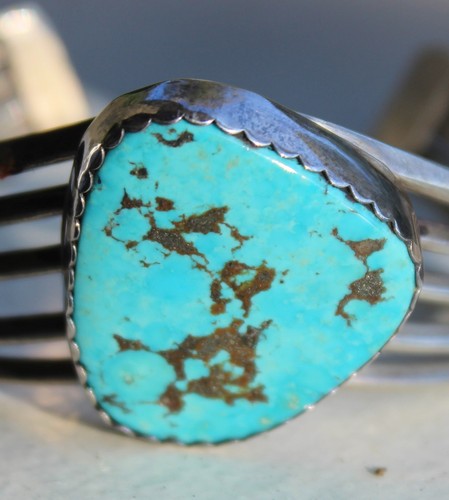 Vintage NAVAJO Sterling Turquoise SPLIT SIDES Cuff Bracelet LOT CD - Picture 2 of 6