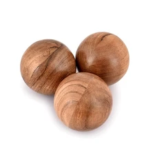 3 Pack 3 Inch Decorative Acacia Wood Round Balls for Bowls Table Centerpiece