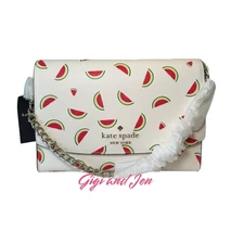 Kate Spade Carson Watermelon Printed Saffiano Convertible Crossbody Bag, Cream