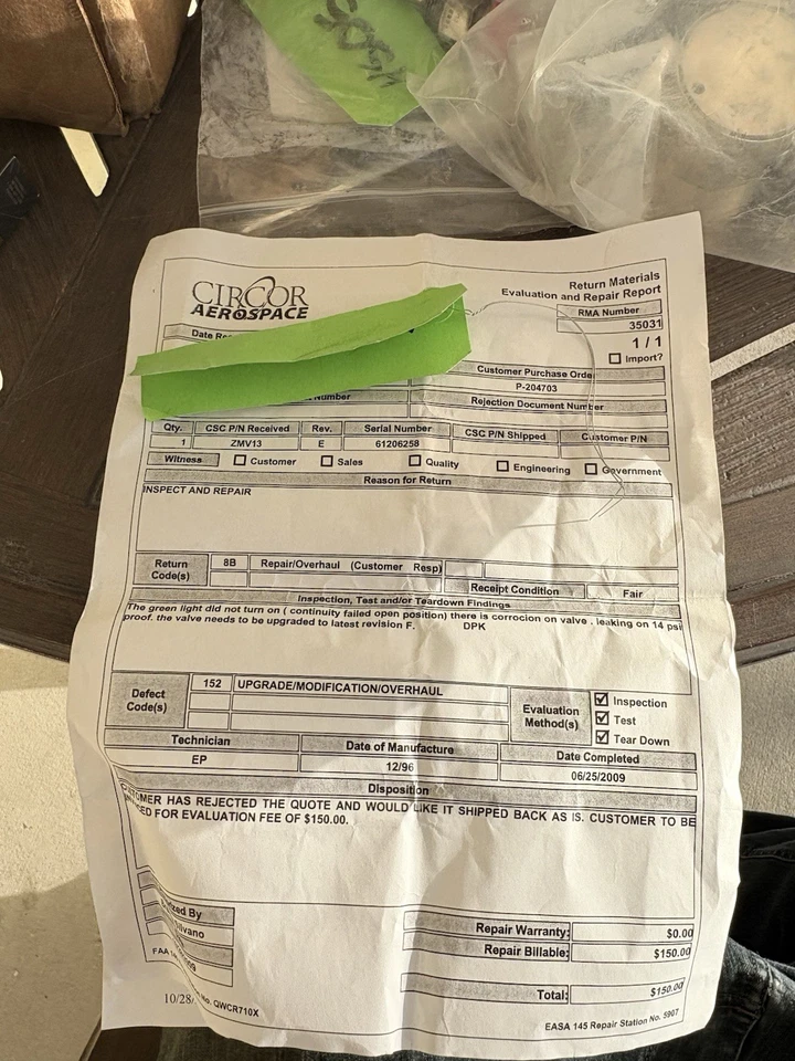 Conjunto de válvula de cierre de cortafuegos de avión de haya 118-389005-1 (Alt: ZMV13) Foto 4 de 4