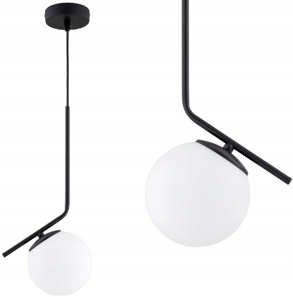 HäNgelampe Esstisch Glas Schwarz Weiß Modern E27 B:14 Cm Pendelleuchte Esszimmer-image