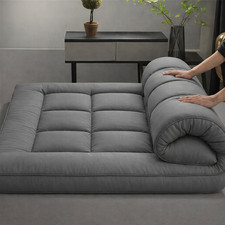 Image of 10 Cm Deep Grey MATTRESS TOPPER Heavy Box Stitched Hotel Quality Microfiber UK